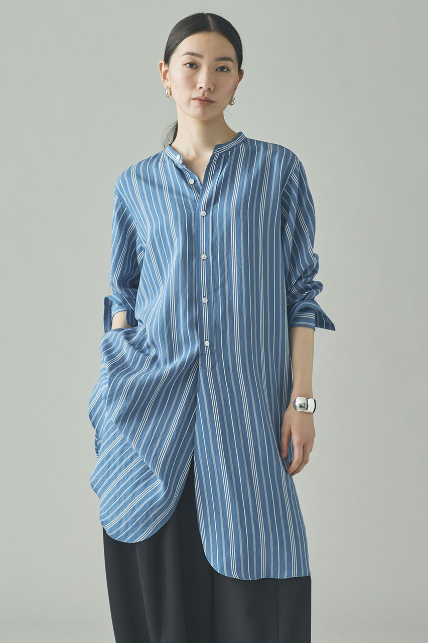 カレンソロジー/Curensologyの【予約販売】ストライプバンドカラーロングシャツ(ブルー/635531)