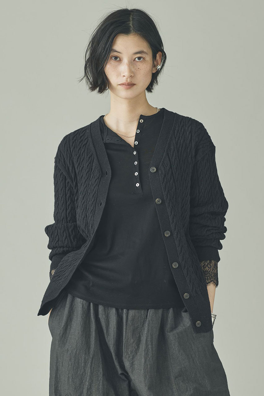 カレンソロジー/Curensologyのローシルクケーブルカーディガン(ブラック/642821)