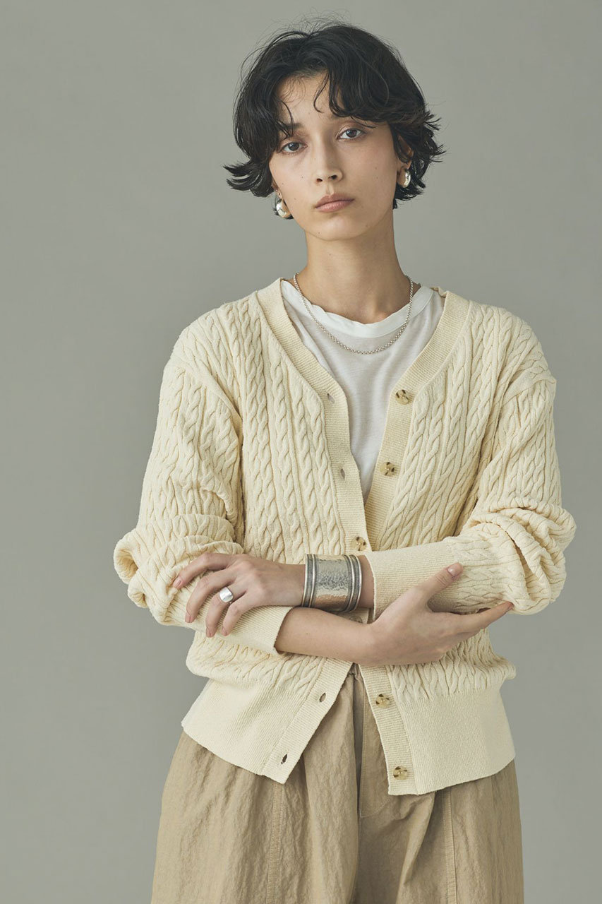 カレンソロジー/Curensologyのローシルクケーブルカーディガン(クリーム/642821)