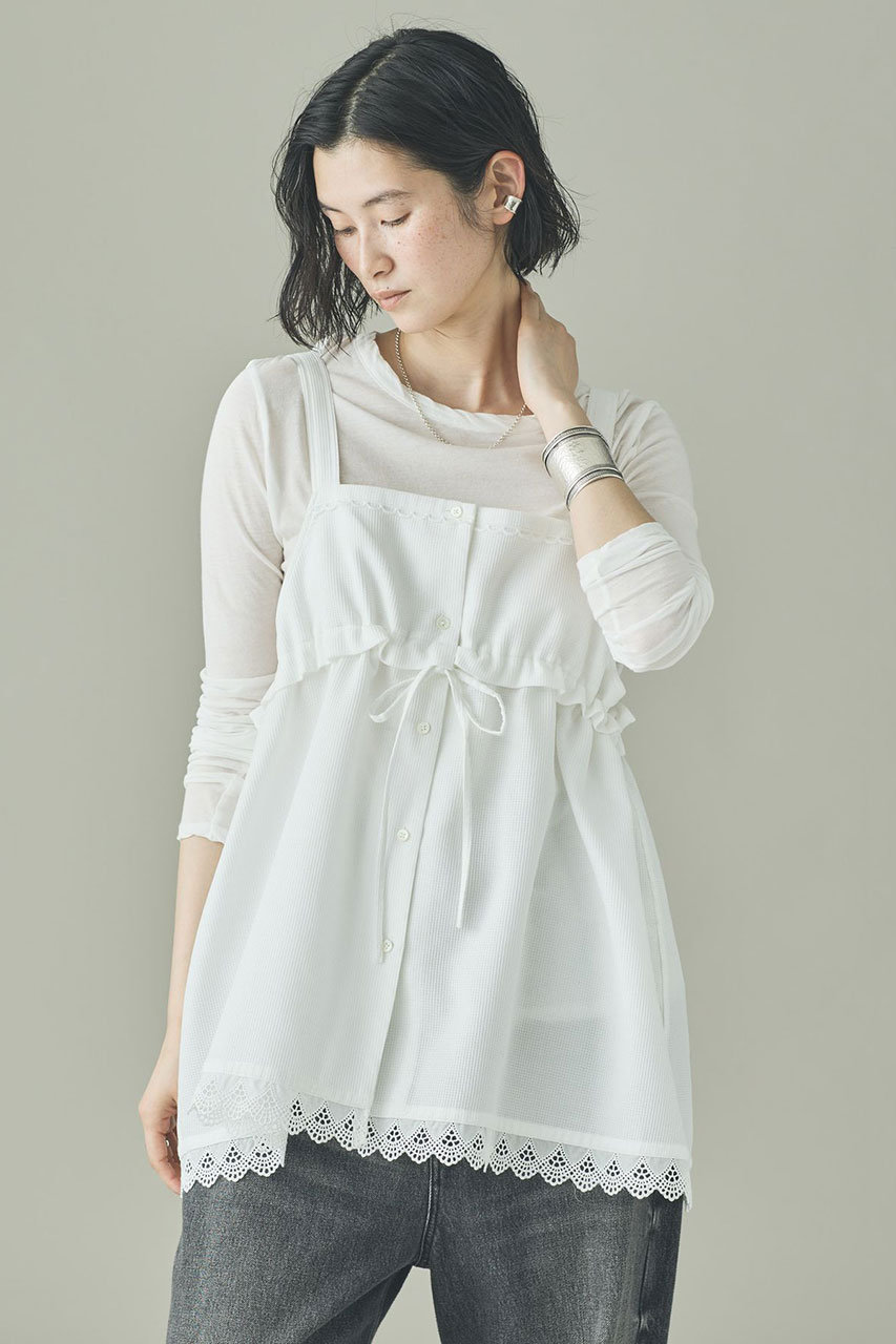 カレンソロジー/Curensologyの【予約販売】ワッフルキャミブラウス(ホワイト/668642)