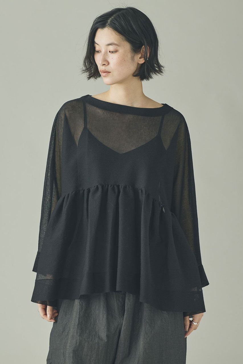 カレンソロジー/Curensologyの【予約販売】シアーギャザーニットプルオーバー(ブラック/642586)