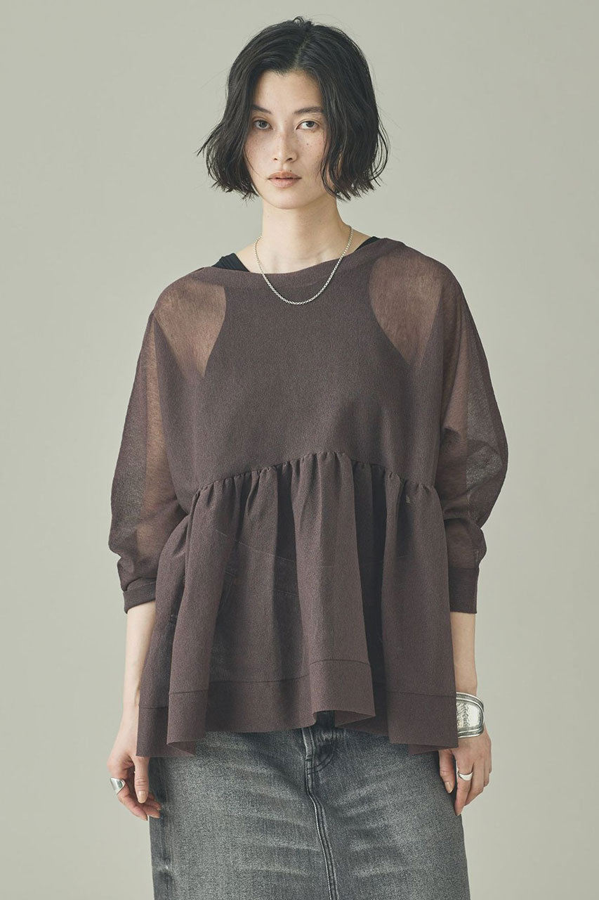 シアーギャザーニットプルオーバー