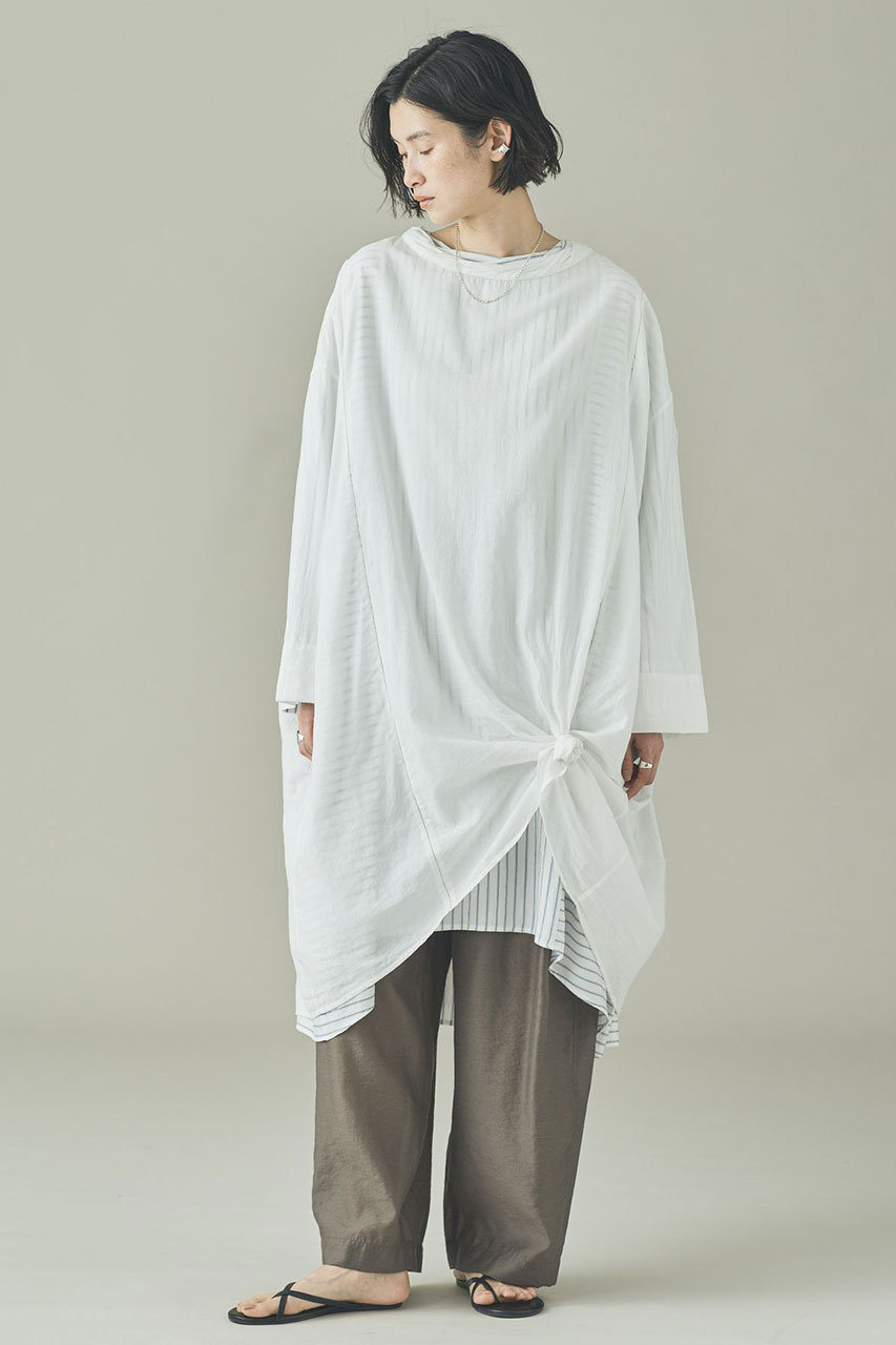 極美品✨カレンソロジー シルクヘンリーシャツ カシュクール ギャザー ベージュ Curensology(カレンソロジー)｜ヘンリーレースロングスリーブTシャツ