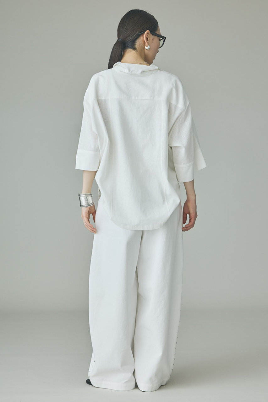 ▼新品 25ss Curensology リネンドロストシャツ ホワイト Curensology(カレンソロジー)｜【予約販売】リネンミックスドロスト