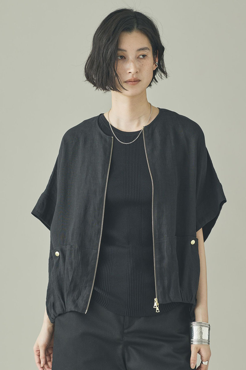 カレンソロジー/Curensologyの【予約販売】フレンチリネンジップブラウス(ブラック/642897)