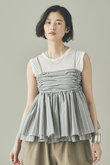 ストライプレイヤードギャザーキャミソール