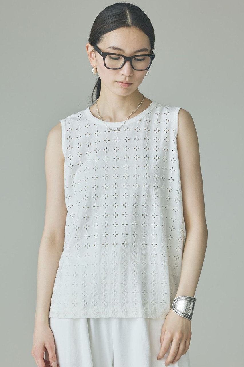 カレンソロジー/Curensologyの【予約販売】カットエンブロイダリーノースリーブプルオーバー(ホワイト/642929)