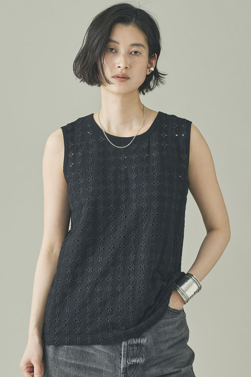 カレンソロジー/Curensologyの【予約販売】カットエンブロイダリーノースリーブプルオーバー(ブラック/642929)