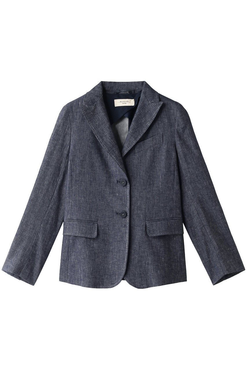 SALE 【30%OFF】 Weekend Max Mara ウィークエンド マックスマーラ リネンコットンデニムジャケット ウルトラマリン