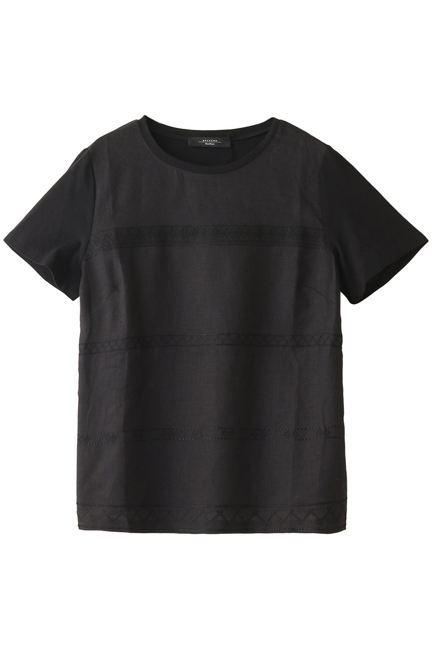 SALE 【30%OFF】 Weekend Max Mara ウィークエンド マックスマーラ リネン刺しゅうTシャツ ブラック