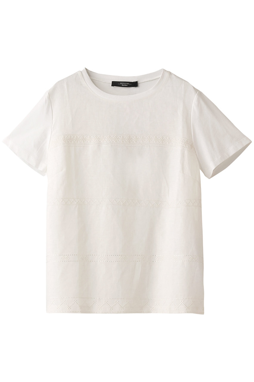 SALE 【30%OFF】 Weekend Max Mara ウィークエンド マックスマーラ リネン刺しゅうTシャツ ホワイト