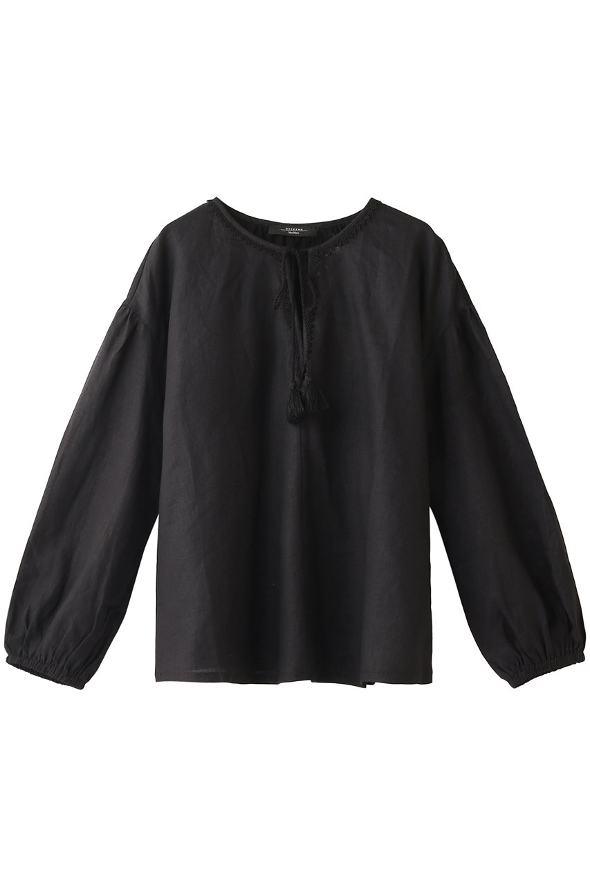 SALE 【30%OFF】 Weekend Max Mara ウィークエンド マックスマーラ リネンVネックボリュームスリーブブラウス ブラック