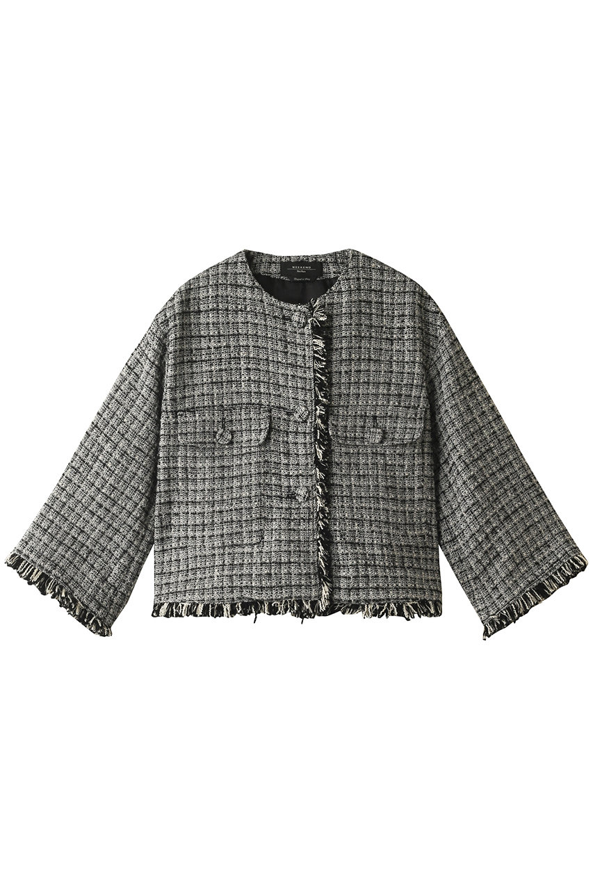 Weekend Max Mara ウィークエンド マックスマーラ ノーカラーツイードジャケット ブラック