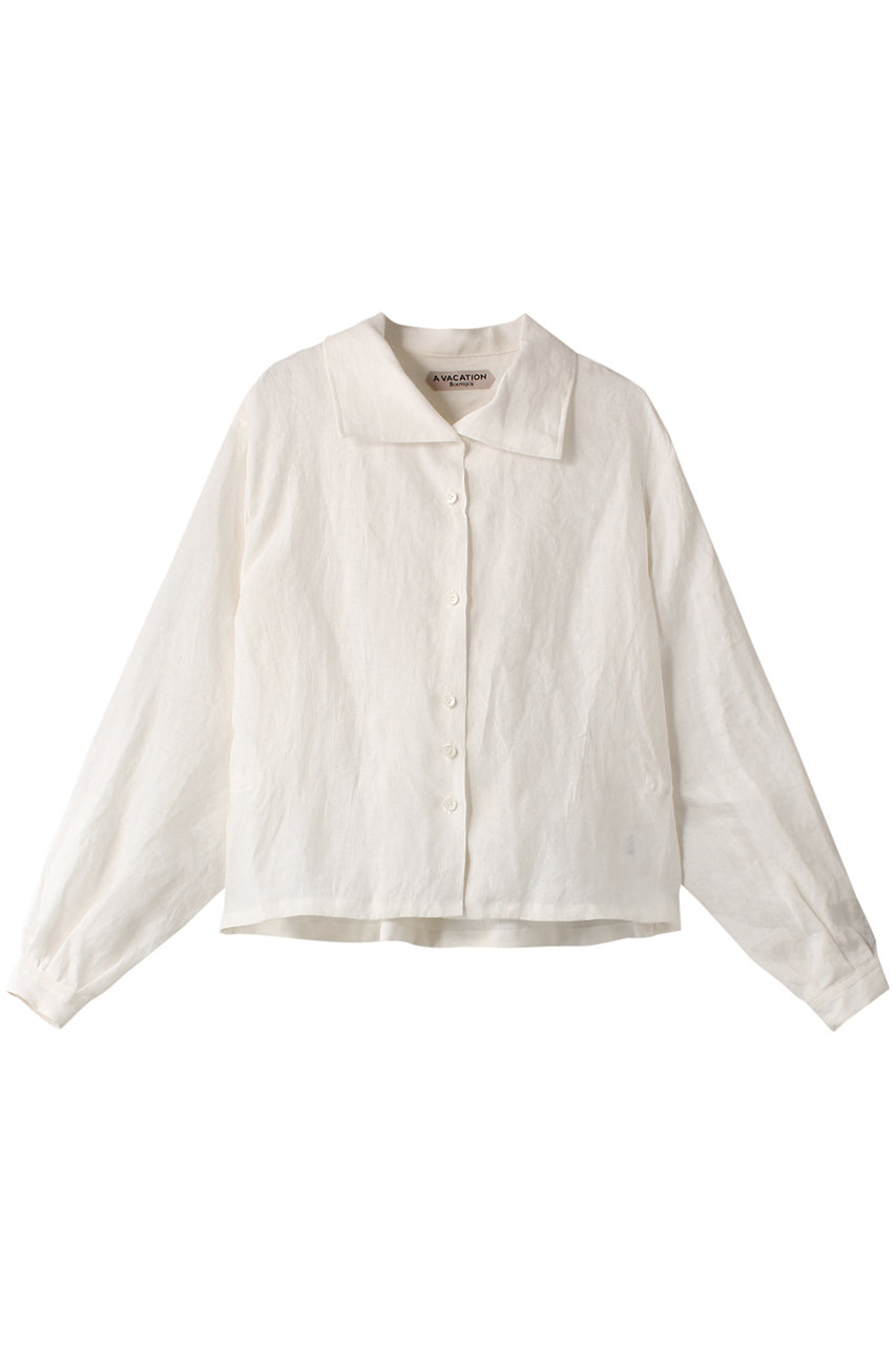 A VACATION リネンシャツジャケット (ホワイト, F) ア ヴァケーション ELLE SHOP