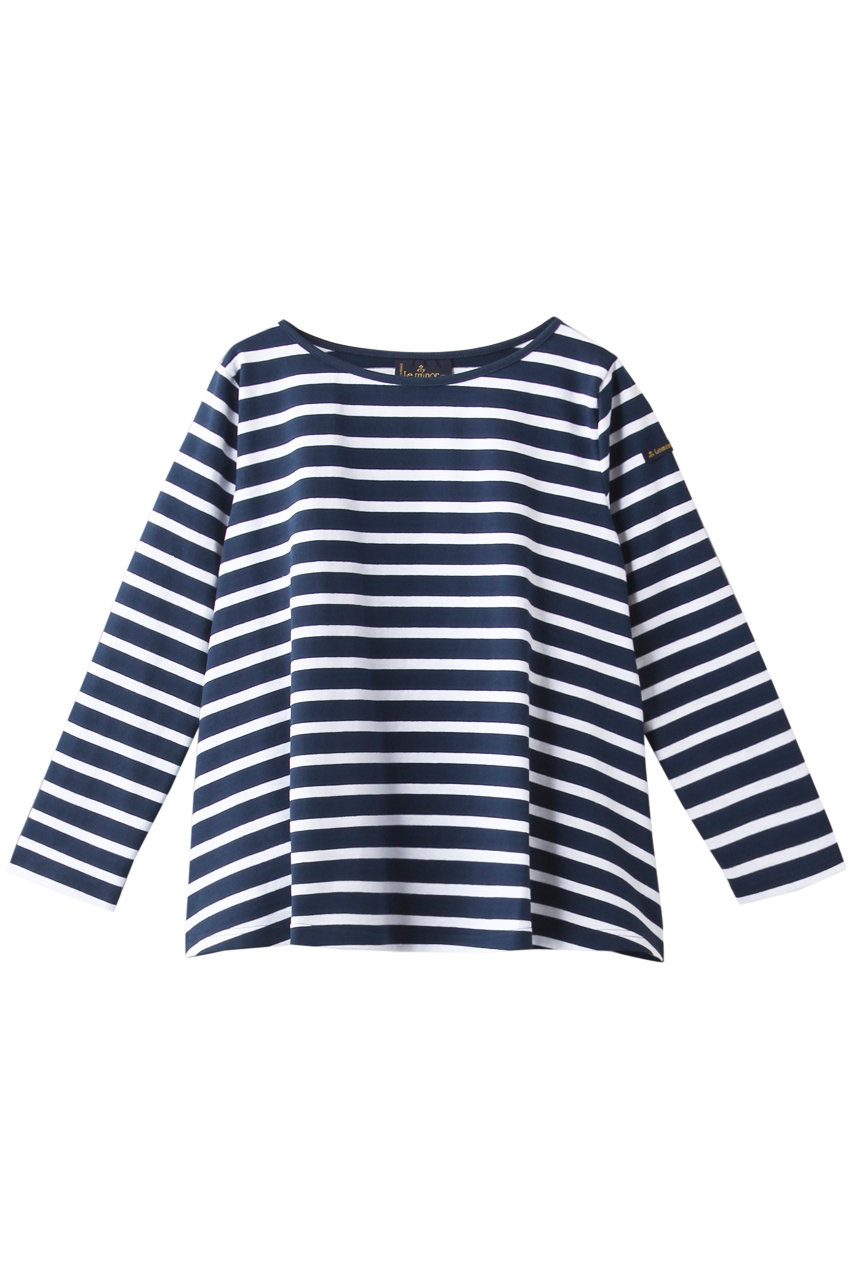 ＜ELLE SHOP＞ Le minor EVASEE裾フレアボーダーカットソー (MARINE/BLANC T1) ルミノア ELLE SHOP画像