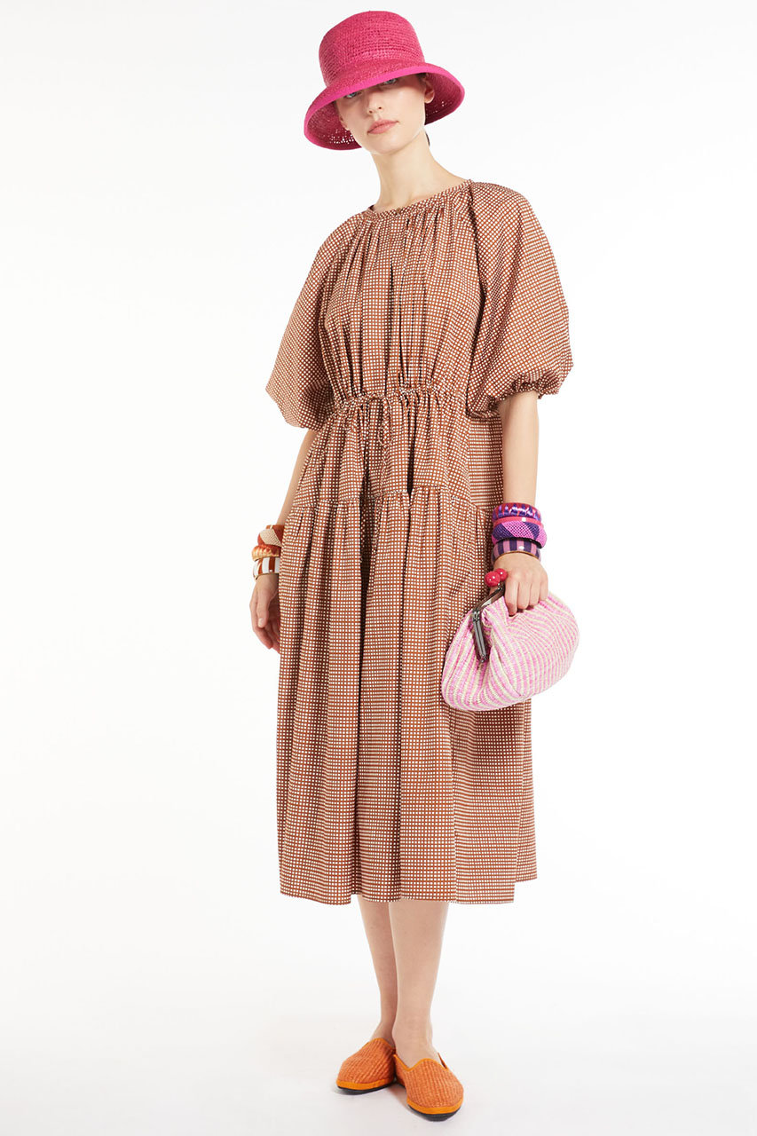 Max Mara マックスマーラ Weekend Max Mara Lola ギャザーワンピース タバコ の通販 Elleshop エル ショップ