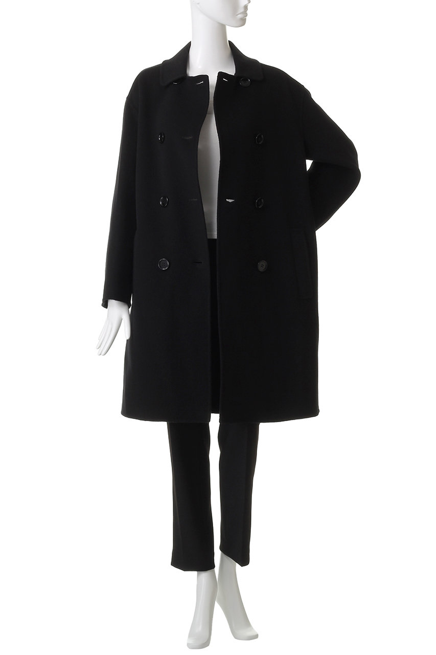マックスマーラ　MAXMARA ブラック　ウール　ロングコート　格安セール MaxMara(マックスマーラ) 比翼ボタン ウール ステンカラー