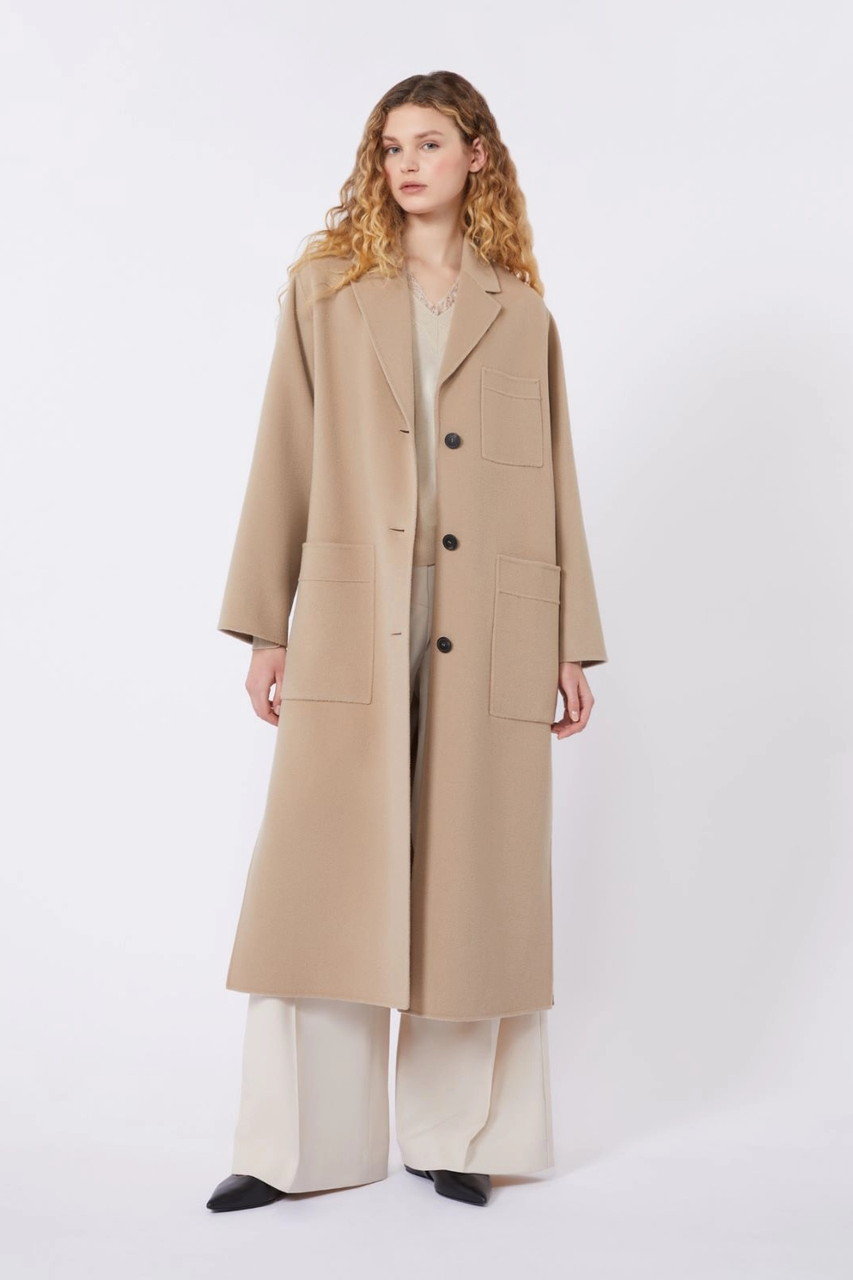 良品 マックスマーラ スタンドカラー ヴァージンウール ロングコート キャメル Max Mara（マックスマーラ） 【セール40%OFF 155540】MAX MARA STUDIO