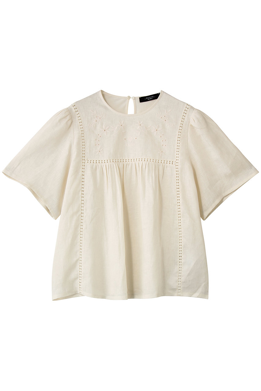 Max Mara 【Weekend Max Mara】BACINO フラワーハーフスリーブブラウス (エクリュ, M) マックスマーラ ELLE SHOP