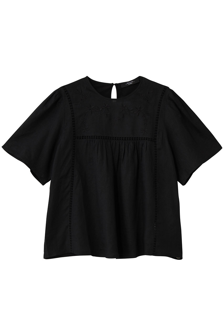 マックスマーラ/Max Maraの【Weekend Max Mara】BACINO フラワーハーフスリーブブラウス(ブラック/2615941082600)