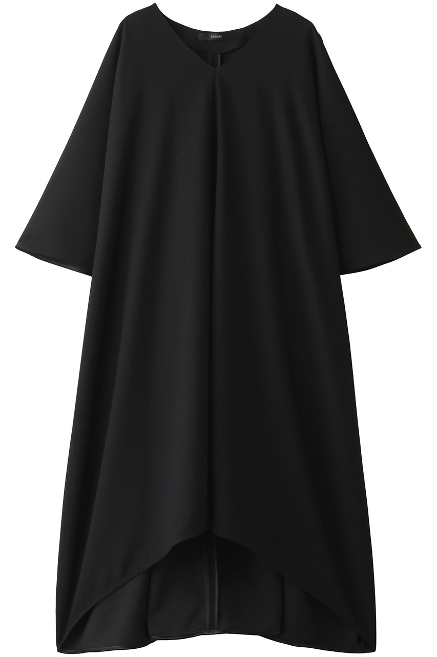 BAUME ボーメ Vネックフレアドレス ブラック