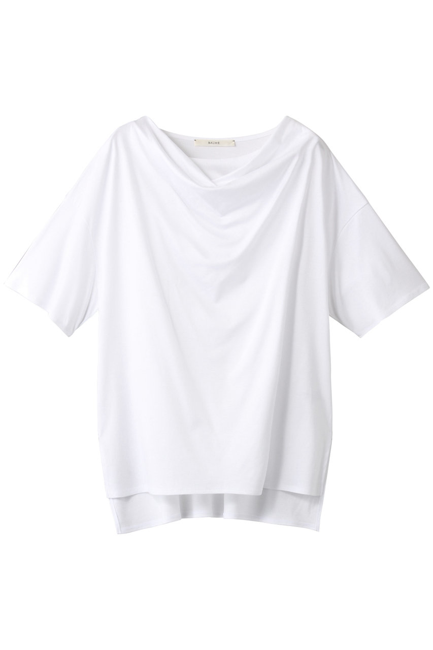 SALE 【50%OFF】 BAUME ボーメ リヨセルコットンドレープネックTシャツ ホワイト