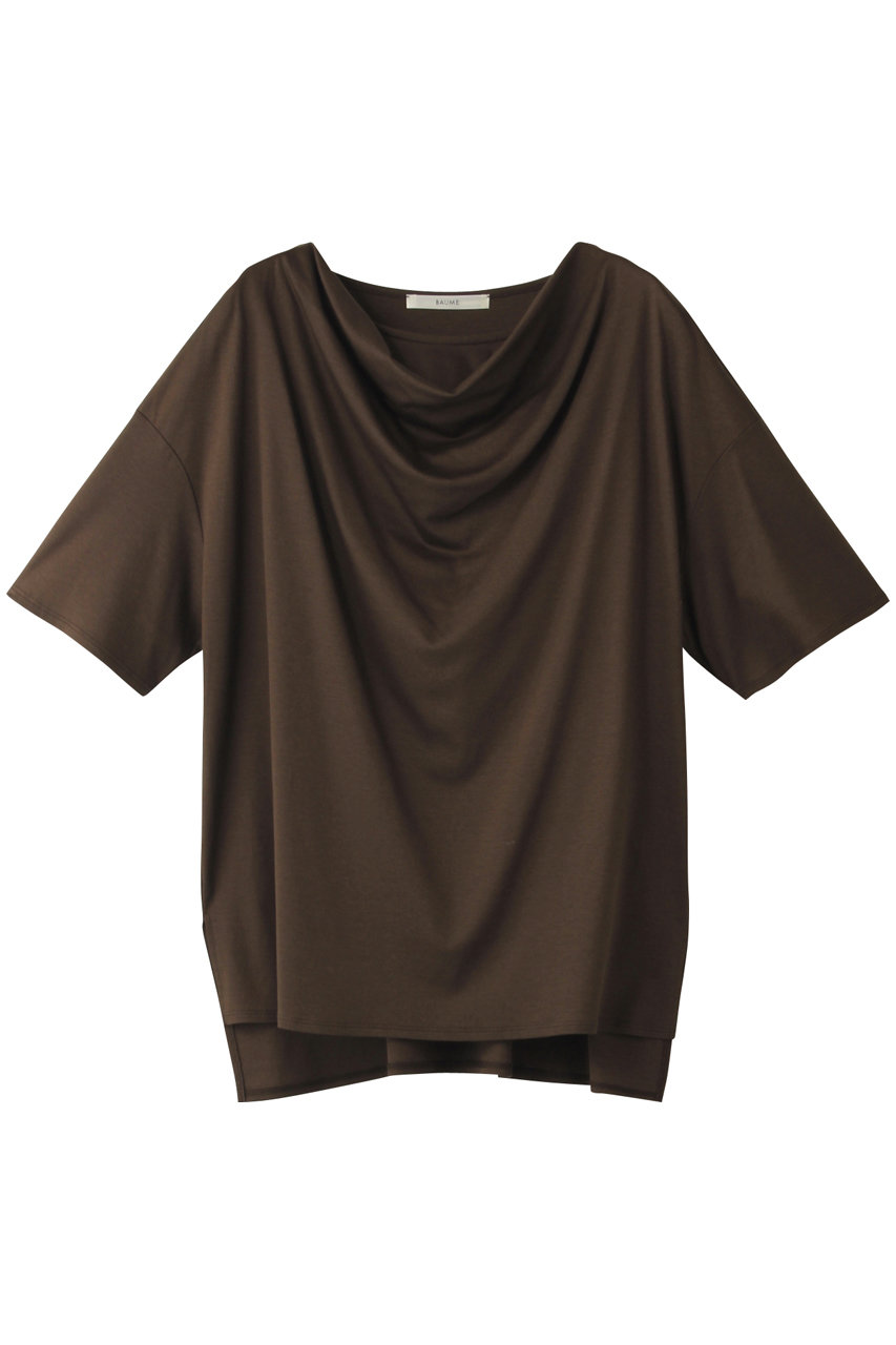 SALE 【50%OFF】 BAUME ボーメ リヨセルコットンドレープネックTシャツ ダークブラウン