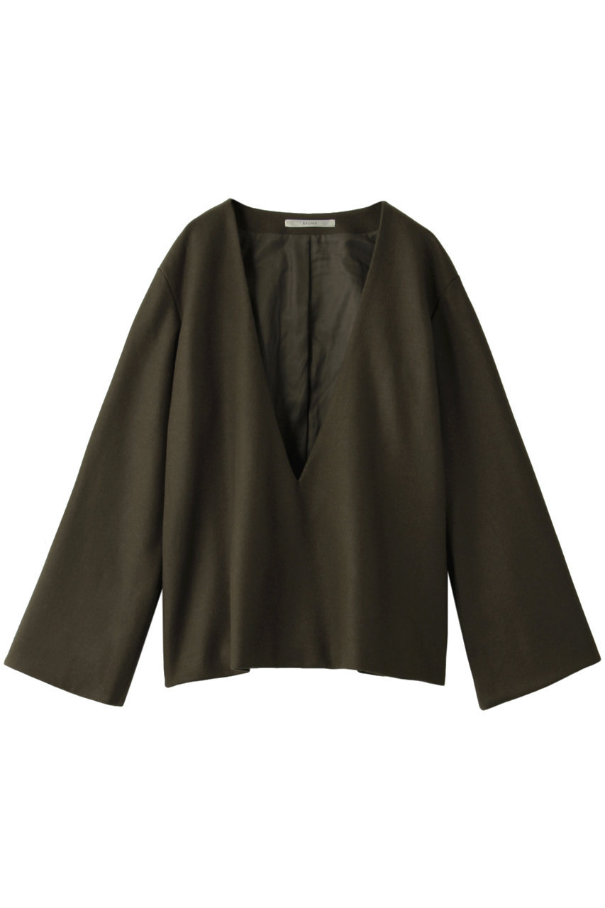 SALE 【30%OFF】 BAUME ボーメ ウールブレンドVネックトップス オリーブ