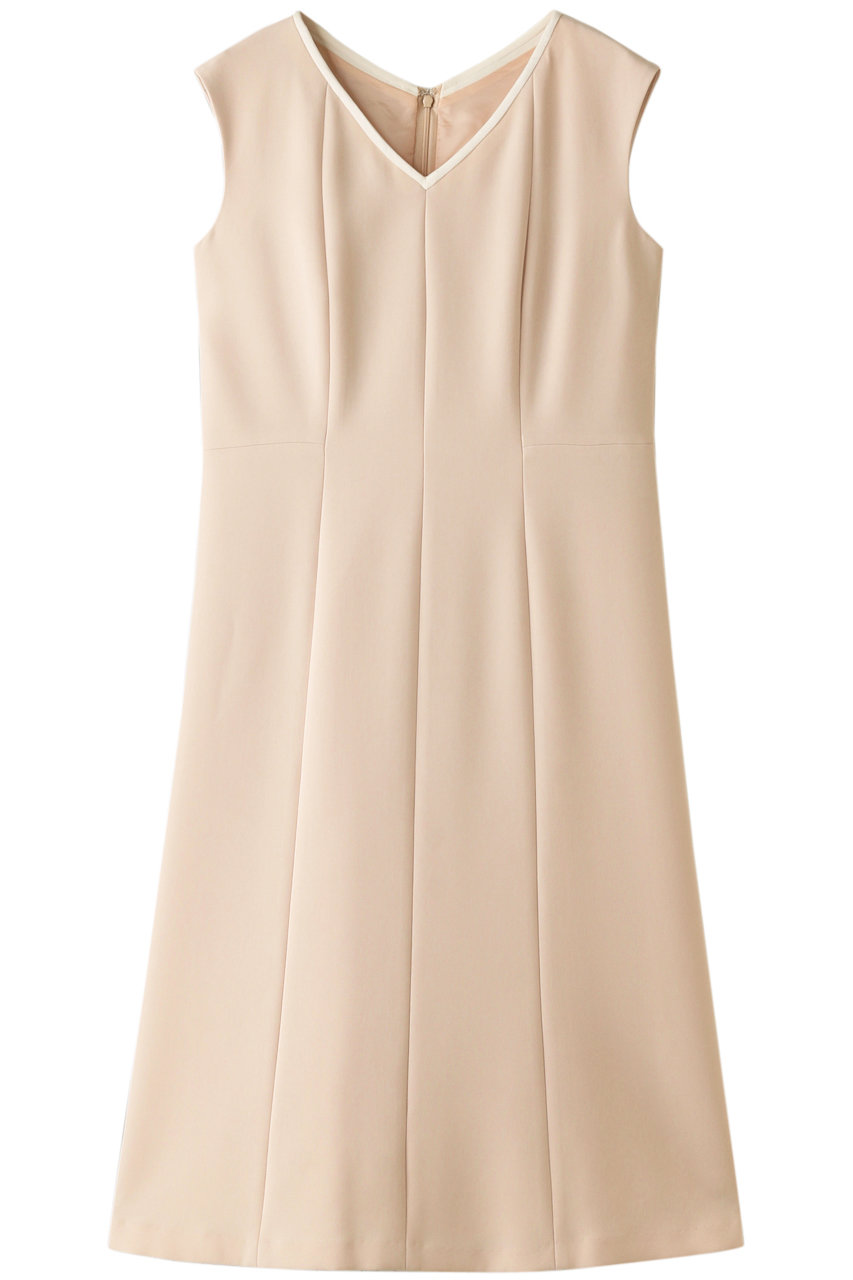 Anayi ダブルクロスvネックワンピース ベージュ の通販 Elleshop エル ショップ