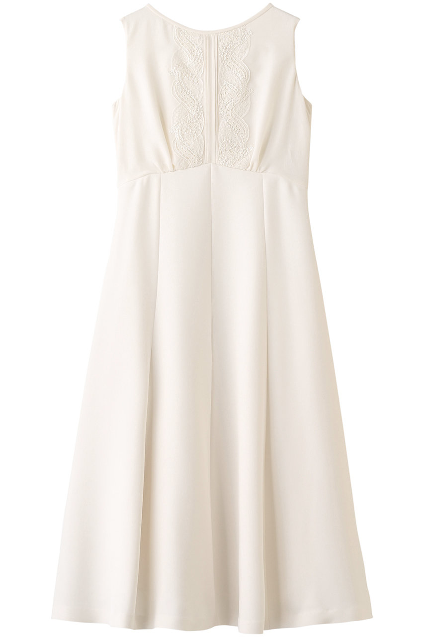 Anayi アナイ ジョーゼットボートネックワンピース ホワイト の通販 Elleshop エル ショップ