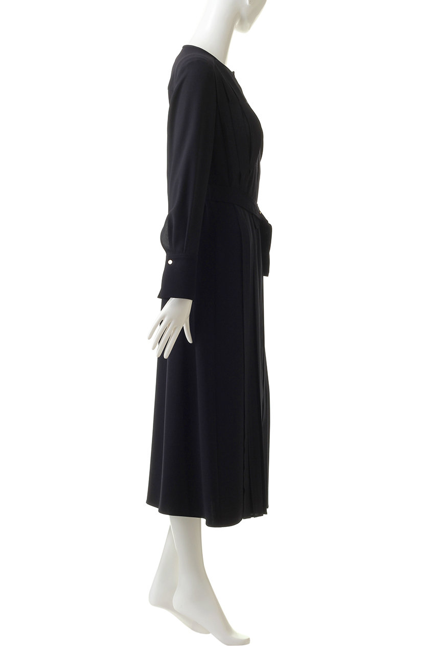 Anayi アナイ ジョーゼットwクロスプリーツワンピース ネイビー の通販 Elleshop エル ショップ