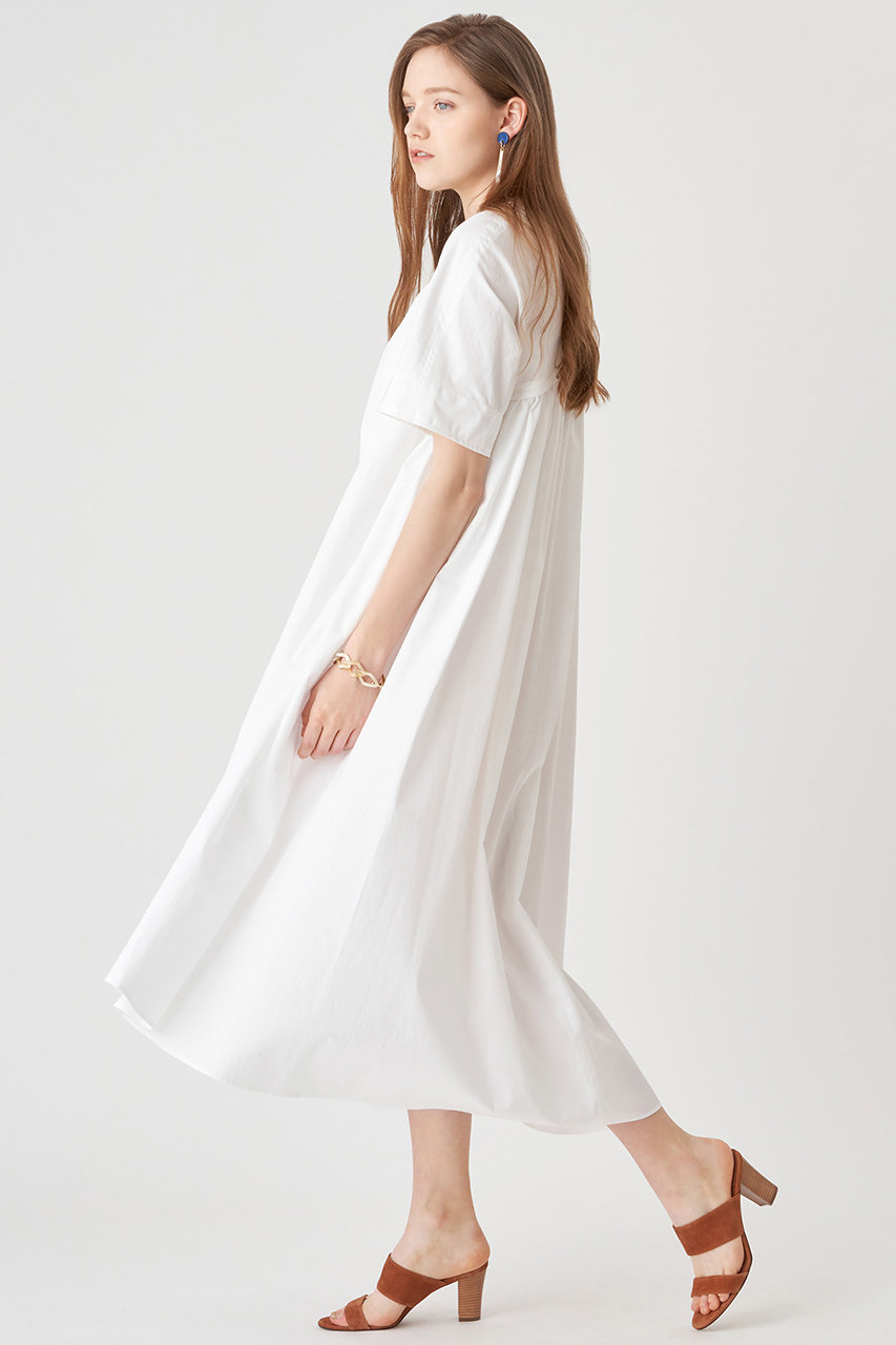 Anayi アナイ コンパクトコットンギャザーワンピース ホワイト の通販 Elleshop エル ショップ