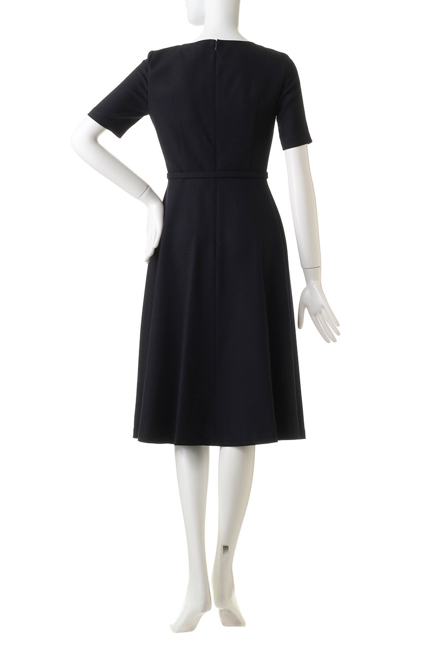 Anayi アナイ ウールジョーゼットフレアワンピース ネイビー の通販 Elleshop エル ショップ