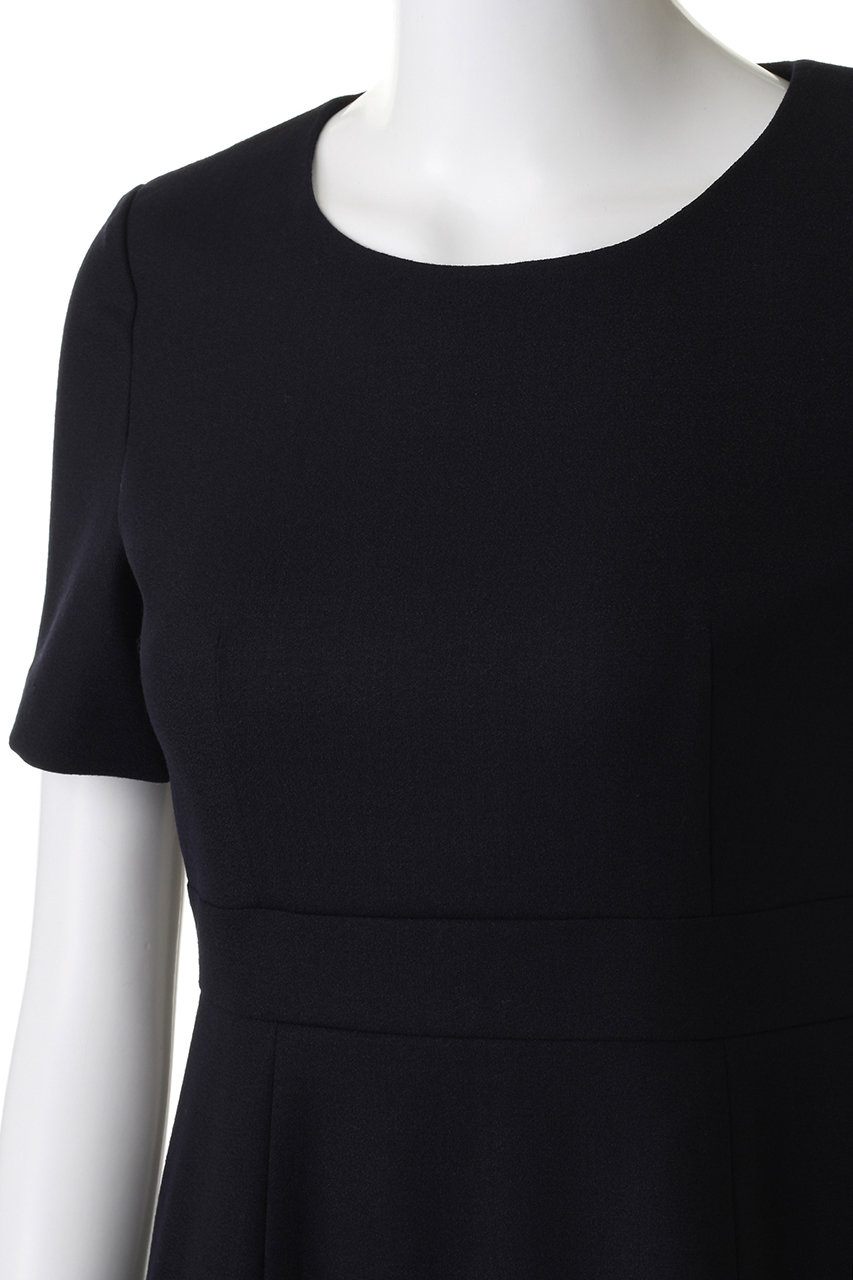 Anayi アナイ ウールジョーゼットクルーネックワンピース ネイビー の通販 Elleshop エル ショップ