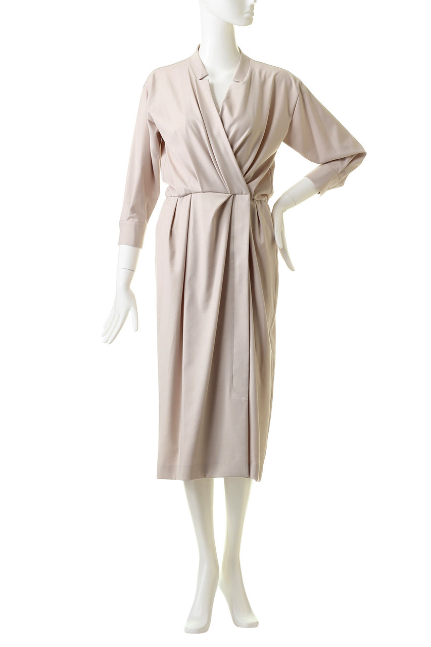 Anayi アナイ ギャバストレッチカシュクールワンピース ベージュ の通販 Elleshop エル ショップ