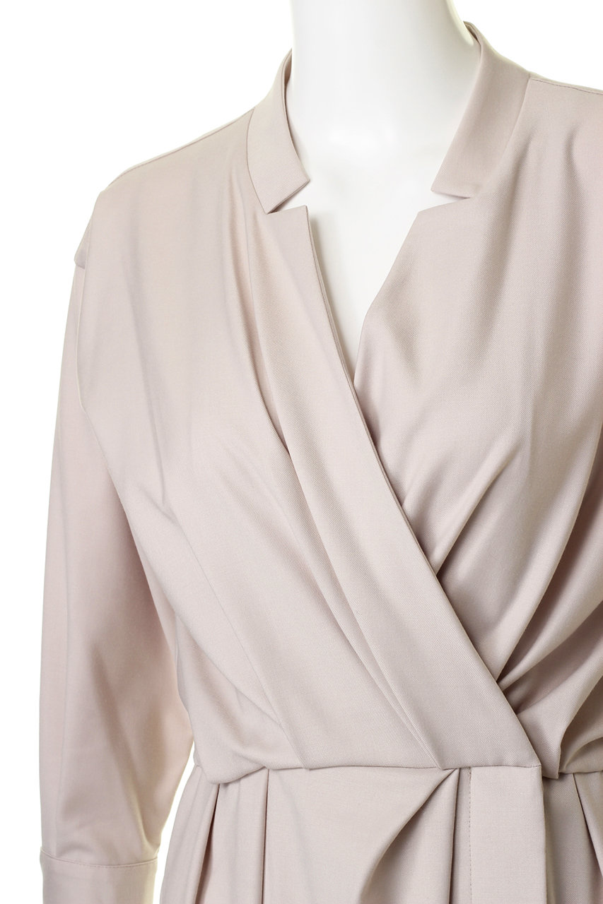 Anayi アナイ ギャバストレッチカシュクールワンピース ベージュ の通販 Elleshop エル ショップ