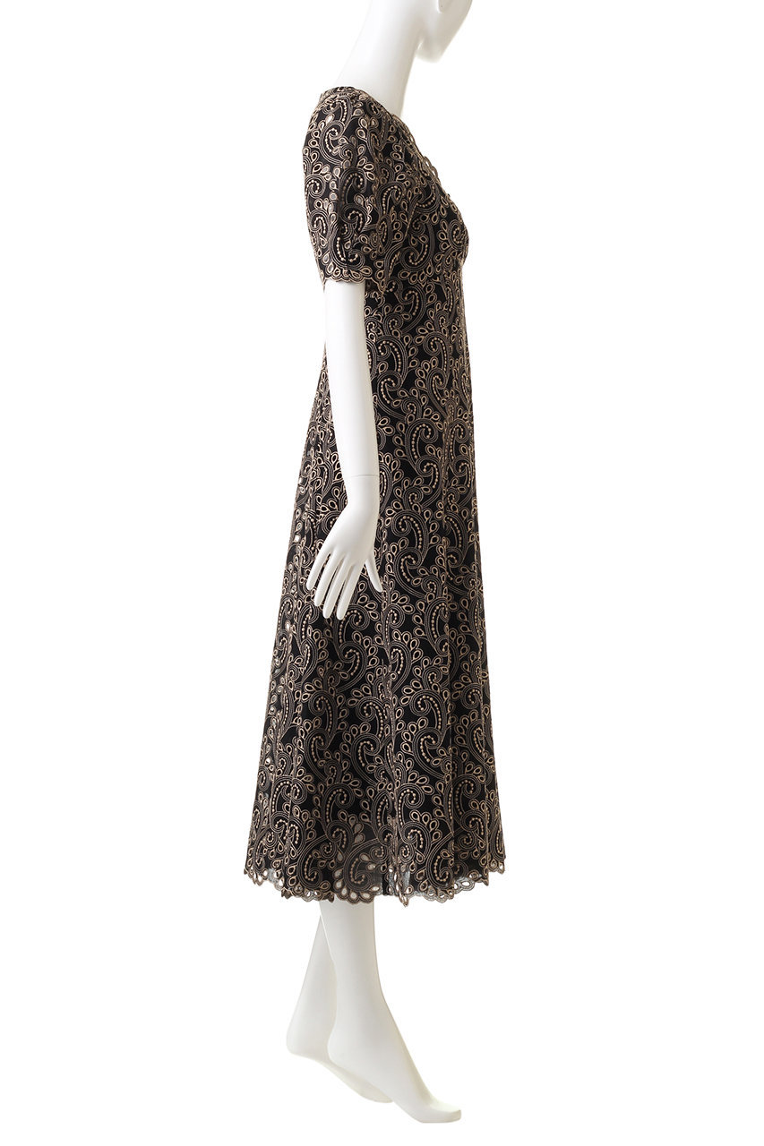 Anayi アナイ バイカラーペイズリーvネックワンピース ベージュ の通販 Elleshop エル ショップ