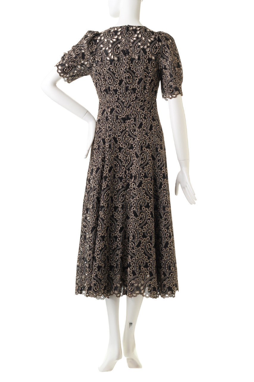 Anayi アナイ バイカラーペイズリーvネックワンピース ベージュ の通販 Elleshop エル ショップ