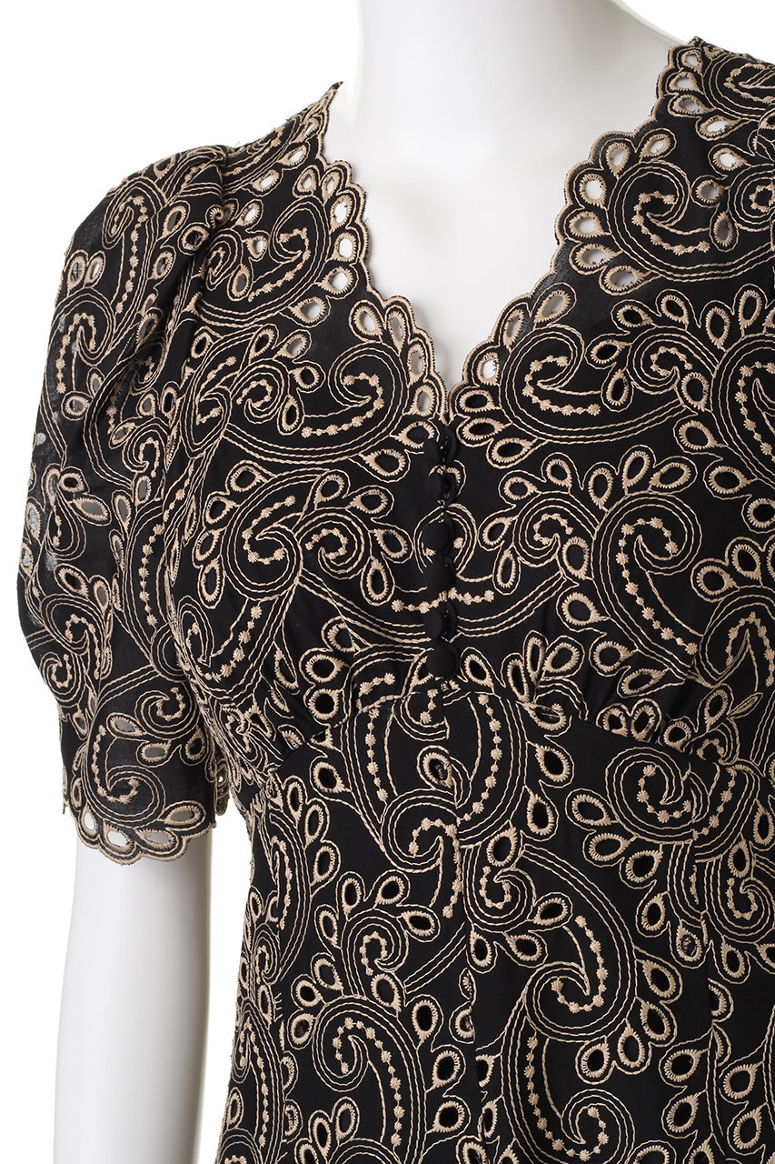 Anayi アナイ バイカラーペイズリーvネック ワンピース ベージュ の通販 Elleshop エル ショップ