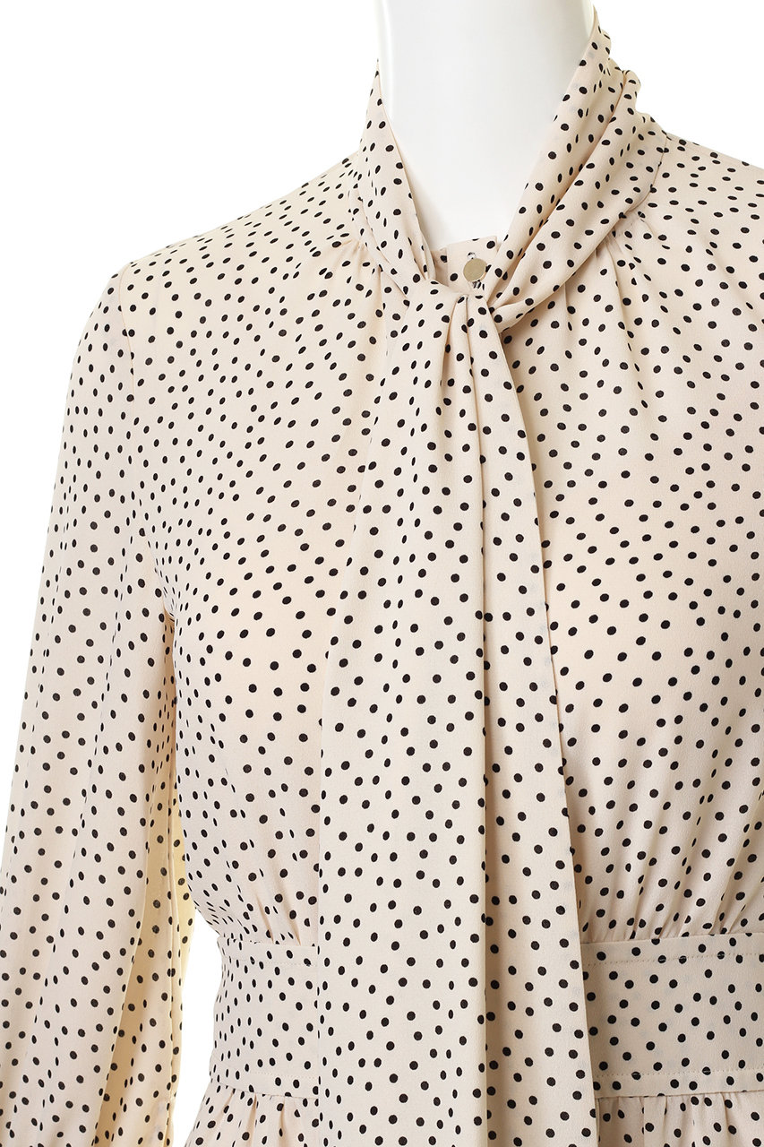 Anayi アナイ ランダムドットプリントボウタイワンピース ベージュ の通販 Elleshop エル ショップ