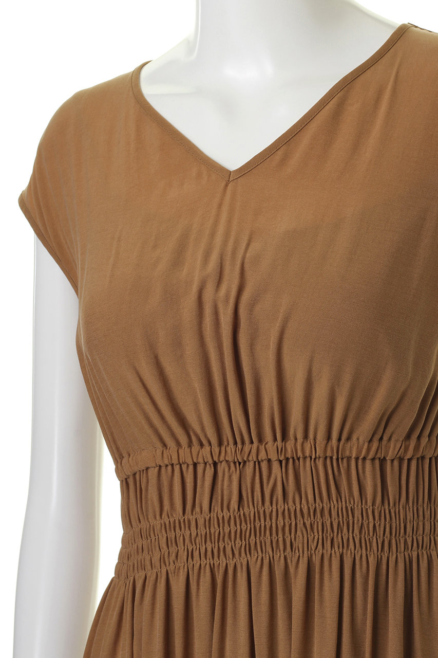 Anayi アナイ キュプラポプリンシャーリングワンピース キャメル の通販 Elleshop エル ショップ