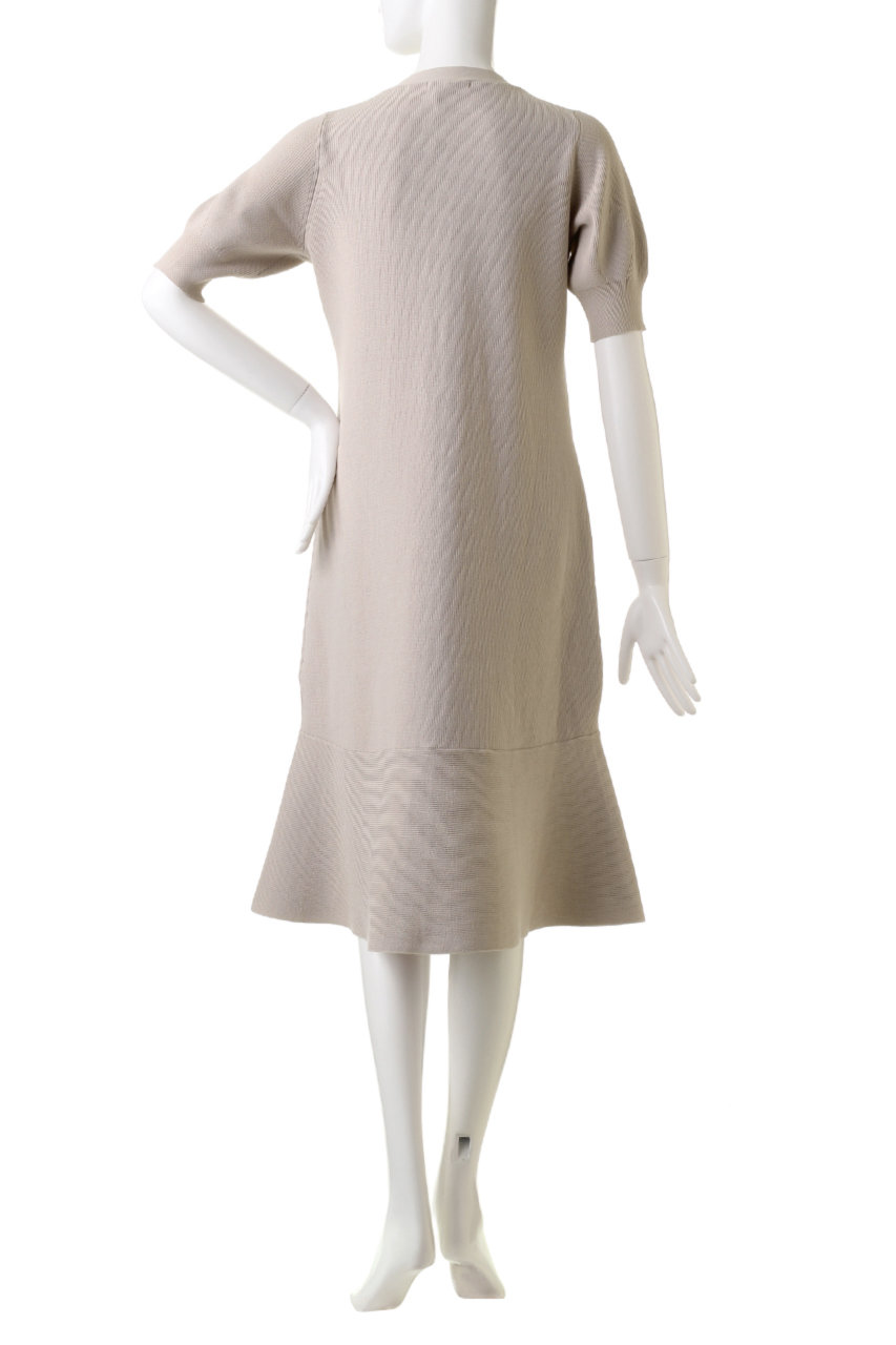 Anayi アナイ レーヨンナイロンカタアゼペプラムニットワンピース グレージュ の通販 Elleshop エル ショップ