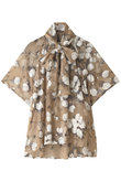 ペイントフラワープリントボウタイ ブラウス