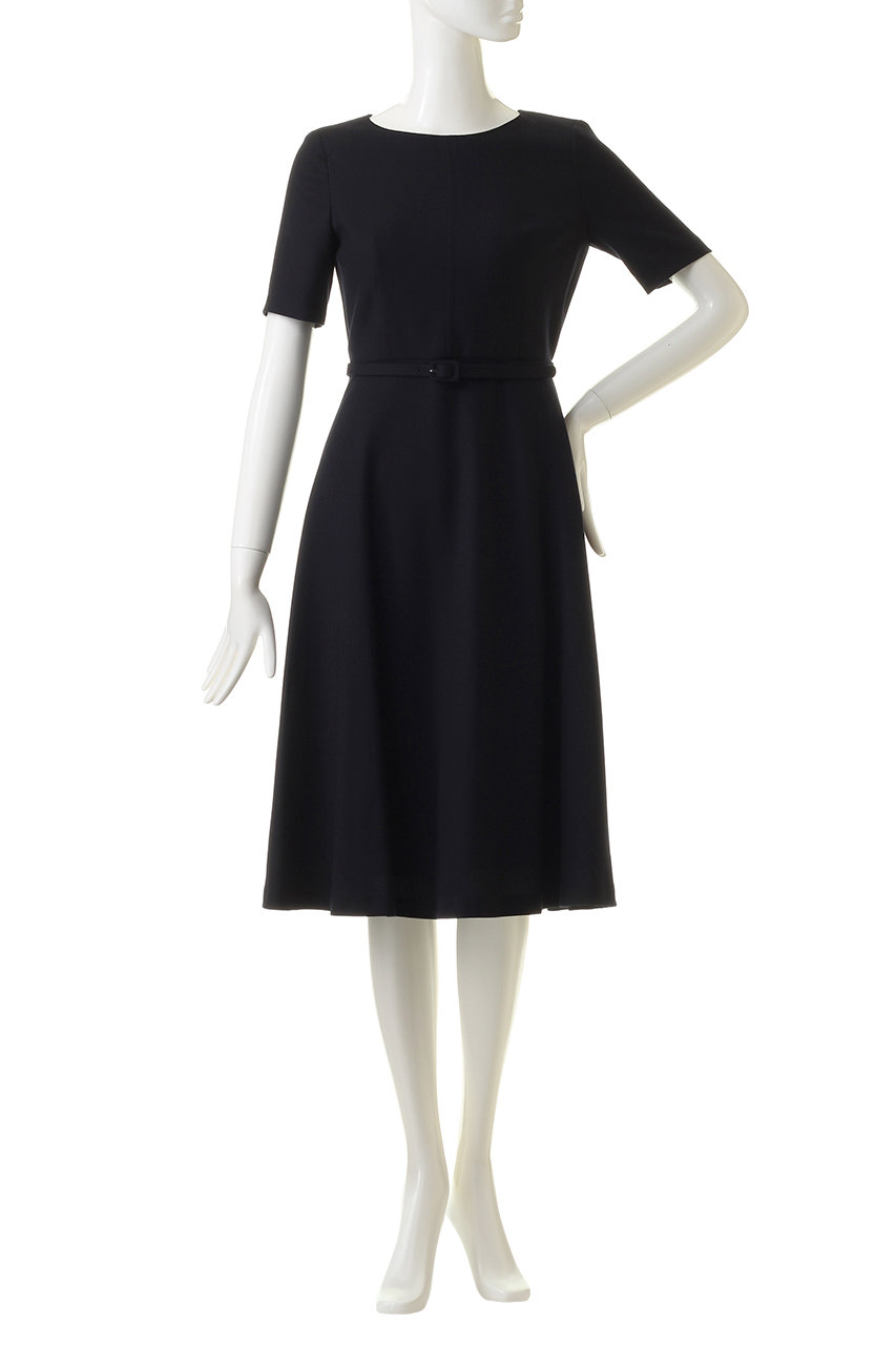 ANAYI(アナイ)｜ウールジョーゼットフレアワンピース/ネイビー の通販  