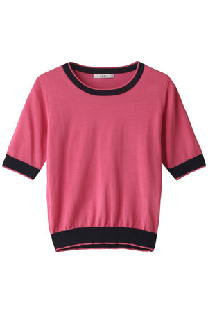 アナイ/ANAYIのシルクコットン天竺クルーネック配色 プルオーバー