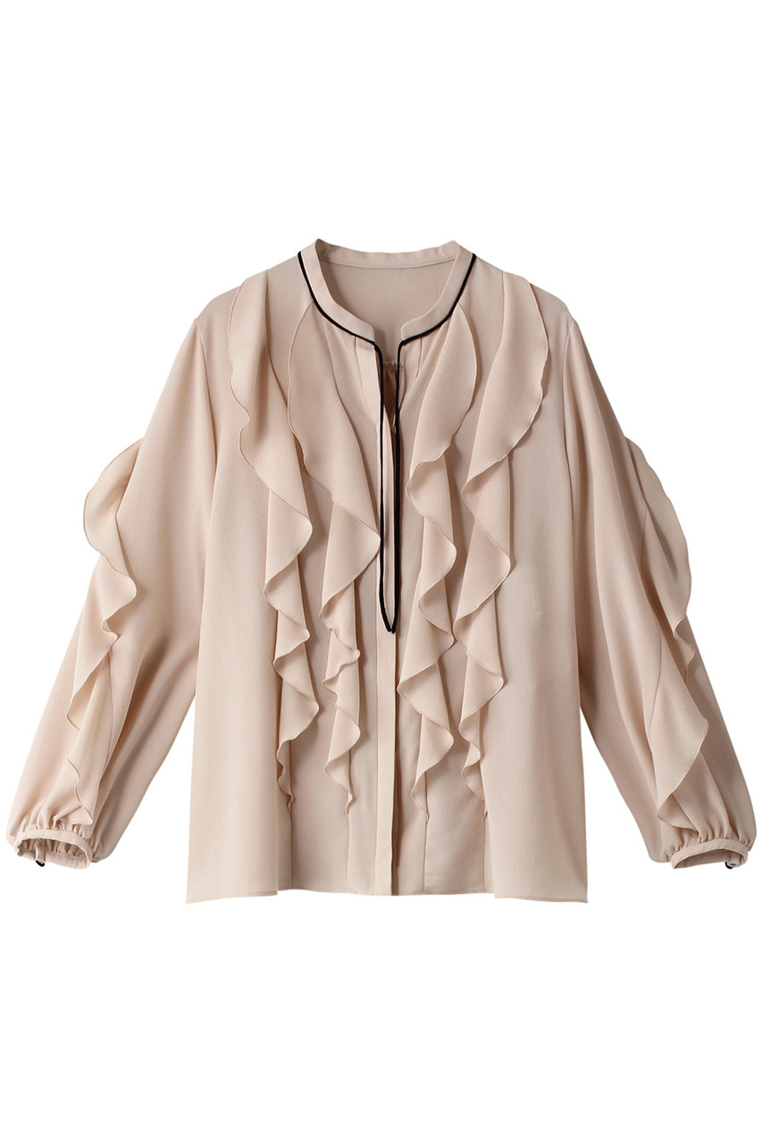Anayi アナイ ジョーゼットラッフルバイカラー ブラウス ピンクベージュ の通販 Elleshop エル ショップ