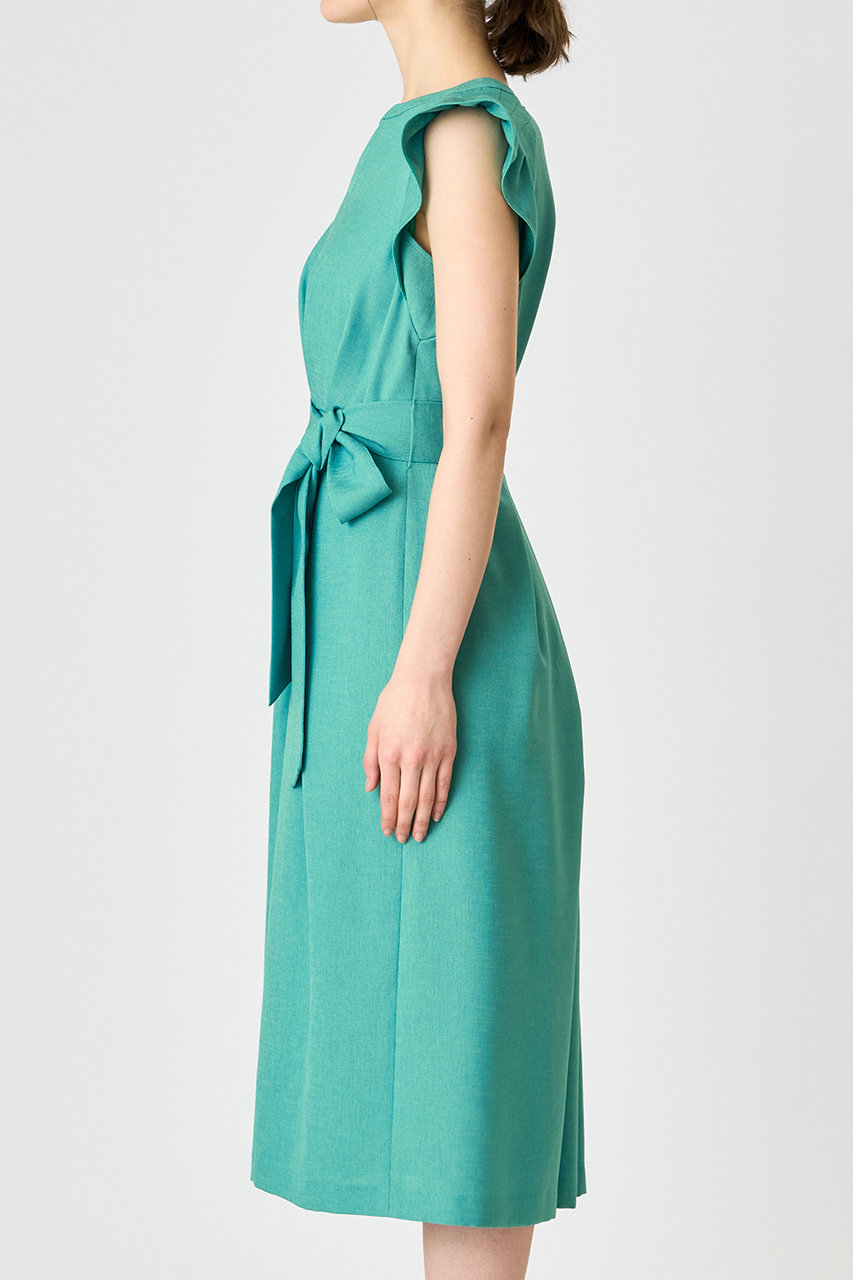 Anayi アナイ リネン調オックスフリル袖ワンピース グリーン の通販 Elleshop エル ショップ