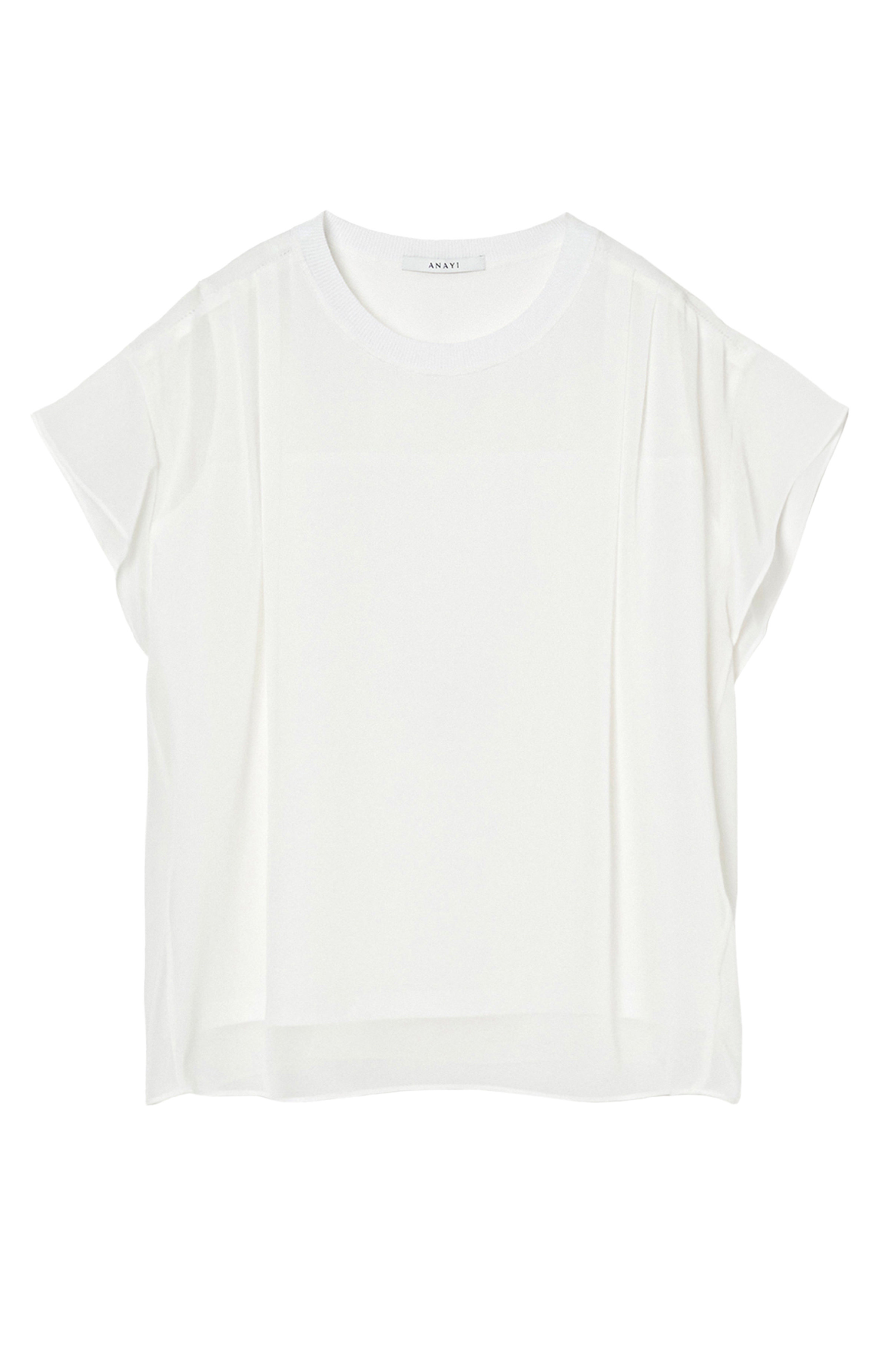 シフォンコンビフレンチスリーブプルオーバー