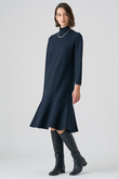 ウールジャージーヘムフレアワンピース