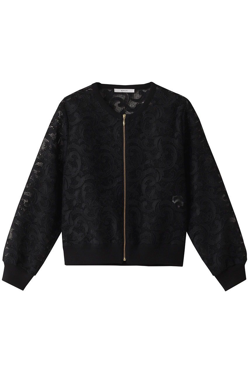 ANAYI レースブルゾン (ブラック, 38) アナイ ELLE SHOP ANAYI レースブルゾン (ブラック, 38) アナイ ELLE SHOP